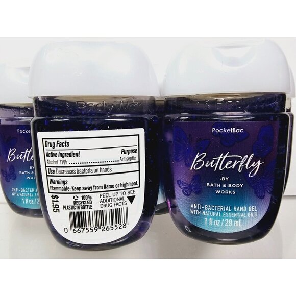 5 BUTTERFLY Bath Body Works Anti Bacterial Hand Gel 1oz Pocketbac New - Picture 4 of 6